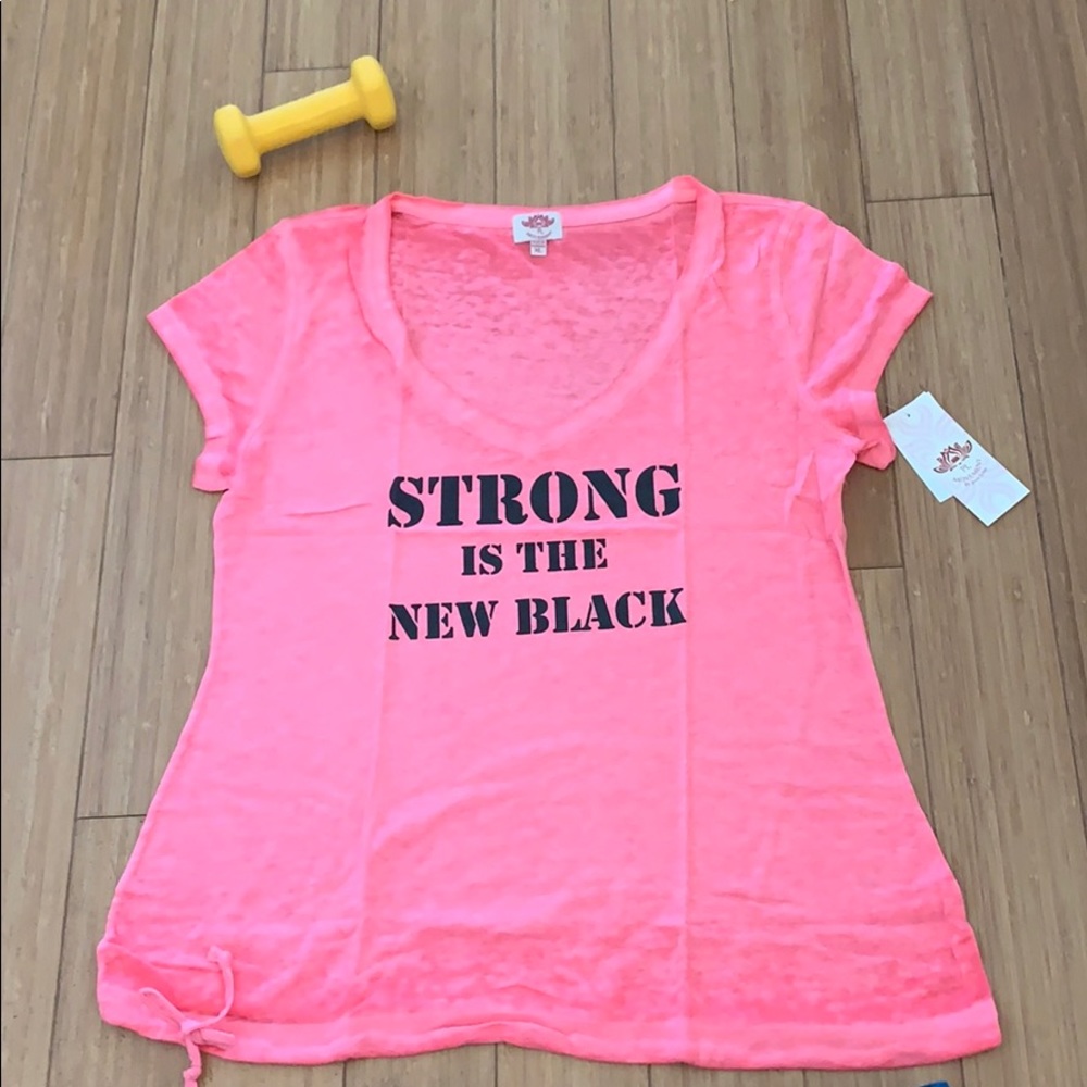 NWT pink lotus “strong is the new black”